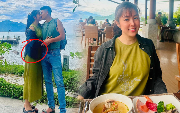 Nữ diễn viên Vbiz lại bị đồn mang thai trong loạt ảnh khoá môi chồng trẻ Ảnh 2