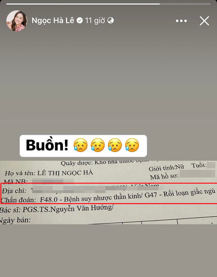 Dòng trạng thái thể hiện tâm trạng buồn của vợ NSND Công Lý.