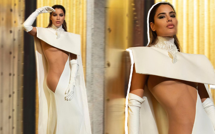 'Hoa hậu Hoàn vũ hụt' diện váy lộ gần hết cơ thể Ảnh 2