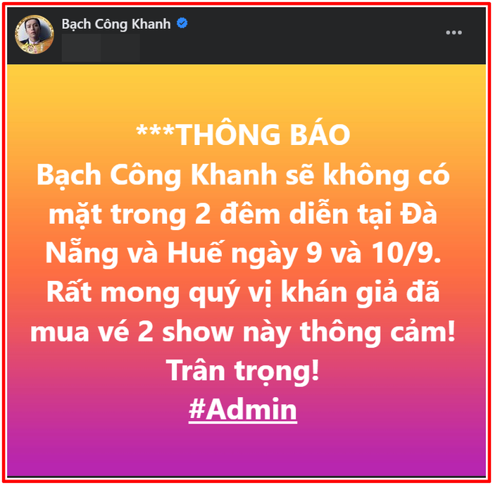 Bài đăng của Bạch Công Khanh trên trang cá nhân.