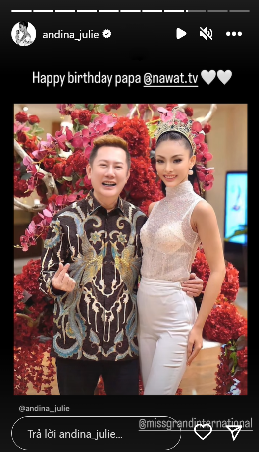 Người đẹp đến từ Indonesia đăng ảnh mừng tuổi mới vị Chủ tịch.