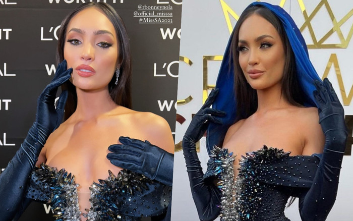 'Hoa hậu Hoàn vũ già nhất lịch sử' mặc hở bạo, muốn lộ cả 'núi đôi' Ảnh 2