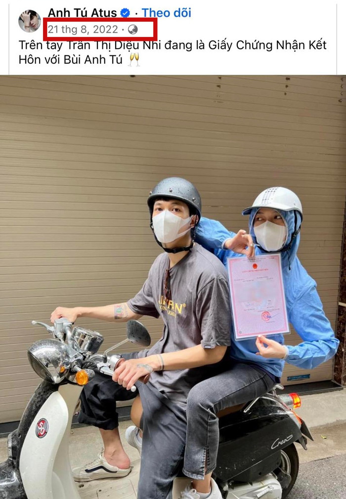 Diệu Nhi - Anh Tú 'đánh úp' cõi mạng khi thông báo đã đăng kí kết hôn để trở thành vợ chồng hợp pháp sau 7 năm hẹn hò.