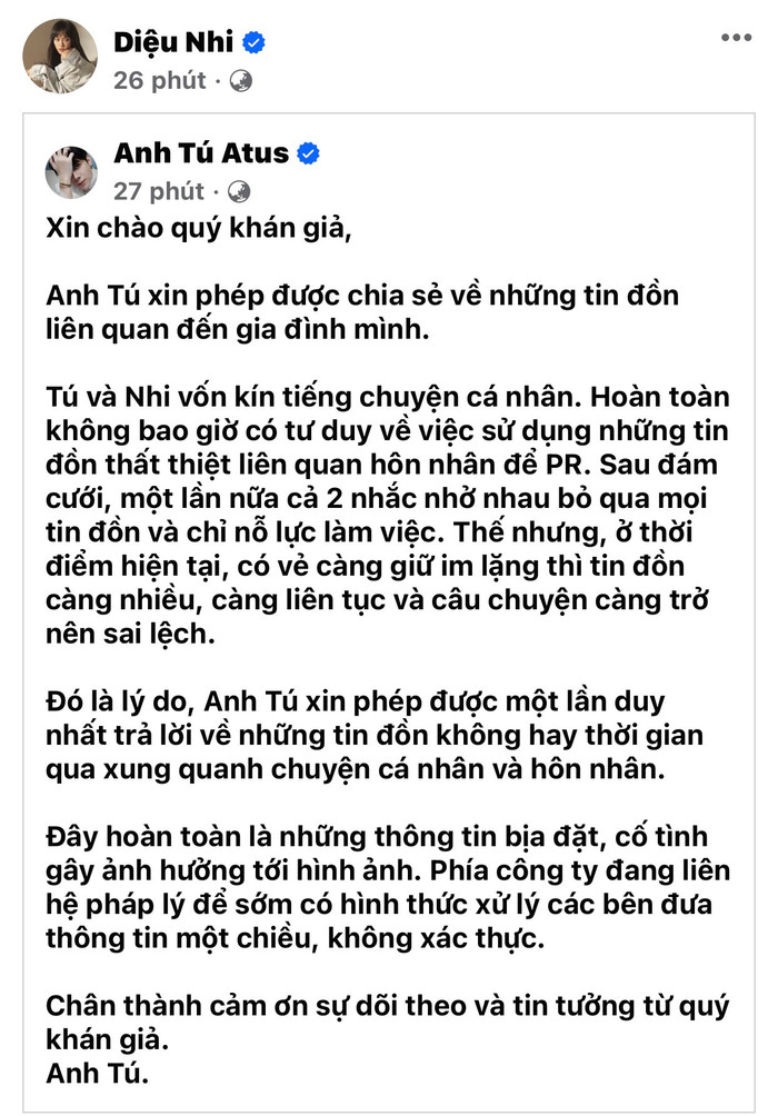 Anh Tú phủ nhận tin đồn ngoại tình, Diệu Nhi có động thái chú ý Ảnh 4