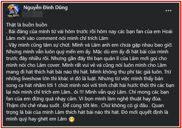 Bị chỉ trích vì nói Hoài Lâm hát nhầm lời, nam nhạc sĩ đăng đàn giải thích Ảnh 4