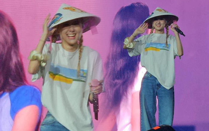 Rosé đội nón lá của Việt Nam, tươi cười rạng rỡ trên sân khấu tại Mỹ Ảnh 2