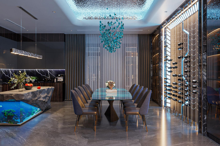 Khu vực này gây ấn tượng với 2 tông màu chủ đạo là đen - xanh biển. (Ảnh: FBNV) 