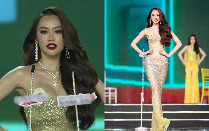 Đặng Hoàng Tâm Như (SBD 211) thuộc một trong những người đẹp đại diện của tỉnh Thừa Thiên Huế. Chân dài 24 tuổi diện đầm bó sát, đuôi cá khéo phô diễn đường cong trên sân khấu. 