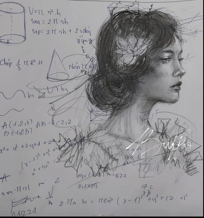 Bức vẽ chân dung cô gái lên giấy nháp của nam sinh từng là chủ đề nhận được rất nhiều sự quan tâm, bàn luận trên mạng xã hội