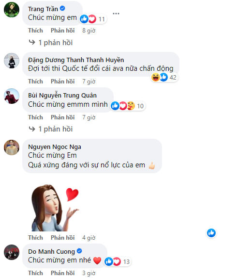 Các nghệ sĩ đình đám trong giới showbiz đều bày tỏ sự hân hoan trước thành tựu mới của Lê Hoàng Phương