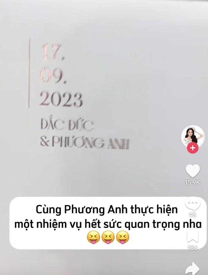 Á hậu Phương Anh hé lộ thiệp cưới, ấn định ngày lên xe hoa Ảnh 1