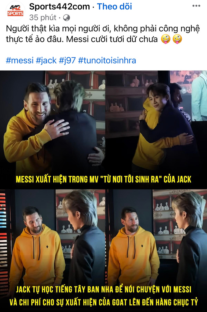   Rất nhiều fanpage bóng đá đăng về MV của Jack có ngôi sao Messi.