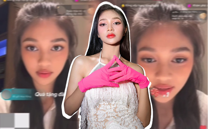 Á hậu Minh Kiên gặp sự cố trang phục khi livestream khiến fan 'ngượng chín mặt' Ảnh 2