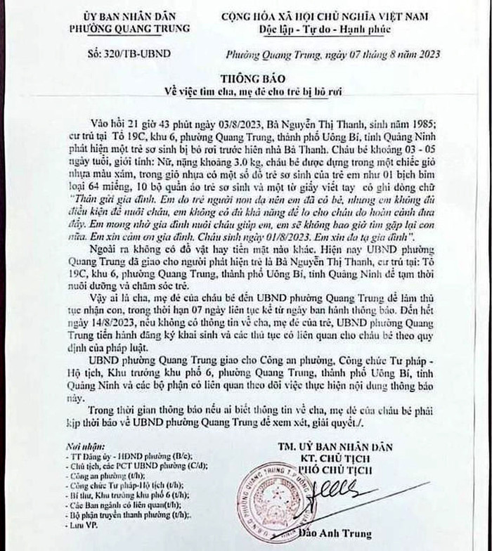 Bé gái sơ sinh bị bỏ rơi, nghẹn đắng thư nhắn 'không bao giờ tìm lại' Ảnh 1