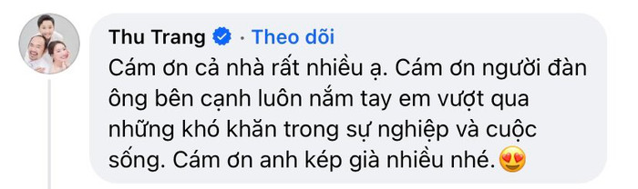  Lụi tim với lời nhắn Tiến Luật gửi Thu Trang: Chúc mừng nữ chính của lòng tôi Ảnh 3