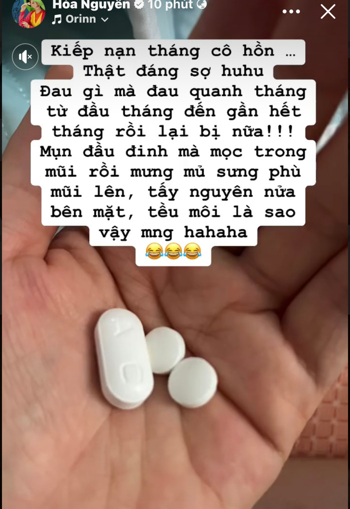 Hoà Minzy cho biết cô đang gặp vấn đề sức khoẻ, phải dùng thuốc điều trị.