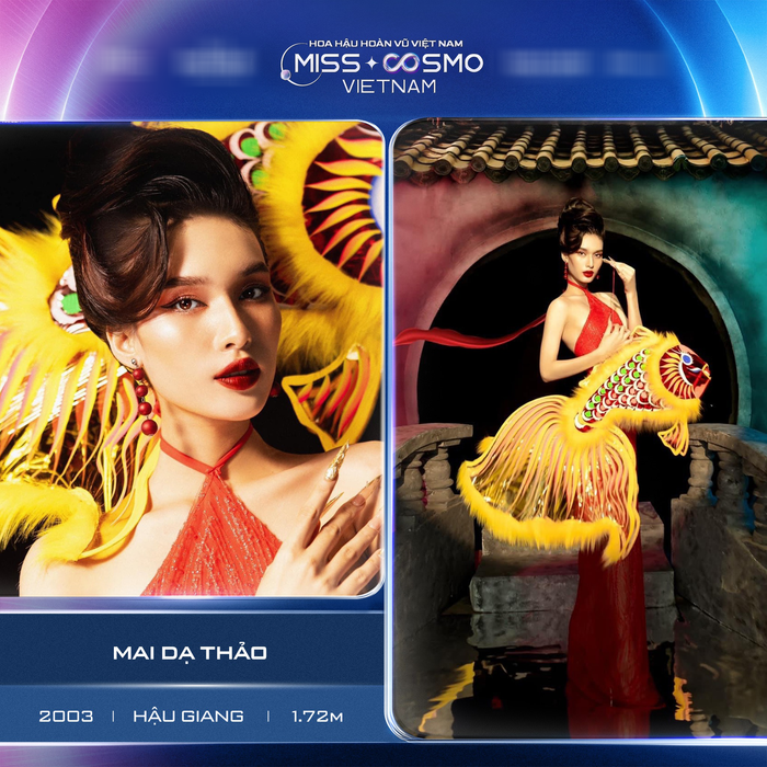 Là một trong số những thí sinh có bộ ảnh 'profile' mang concept đặc biệt, Mai Dạ Thảo (Hậu Giang) tạo thiện cảm với chiều cao 1m72. Sinh viên Đại học Cần Thơ bày tỏ quyết tâm và sự nhiệt huyết khi bước vào đường đua tại Miss Cosmo Vietnam 2023. 