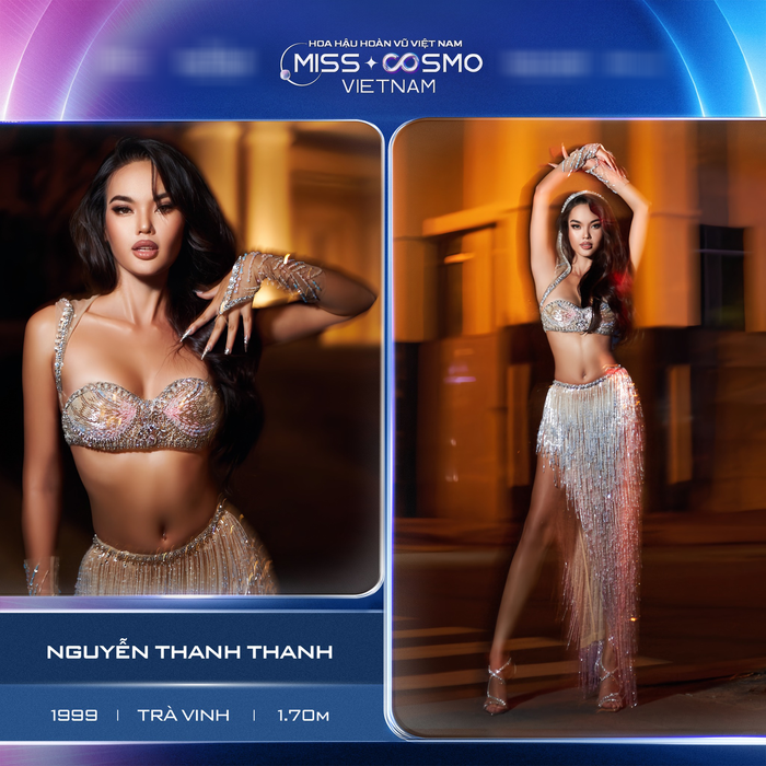 Nguyễn Thanh Thanh (Trà Vinh) sở hữu chiều cao 1m7 cũng là cô gái góp mặt trong Top 71 Hoa hậu Hoàn vũ Việt Nam 2022. Người đẹp tốt nghiệp Cử nhân chuyên ngành Thiết kế Thời trang - Đại học Tôn Đức Thắng và là Á khôi 1 Hoa khôi sông Vàm 2022, cô được khán giả nhận xét là một thí sinh tiềm năng của cuộc thi năm nay. 