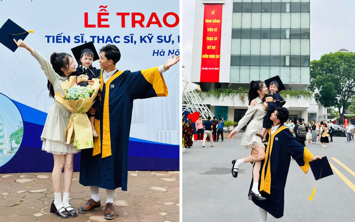 Nam sinh SN 2000 bế vợ và con gái trong ngày tốt nghiệp đại học gây 'sốt' MXH Ảnh 2