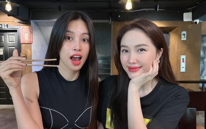 Nhan sắc tỉ lệ vàng của Tiểu Vy suýt 'tàng hình' khi đứng cùng Bảo Thy? Ảnh 2