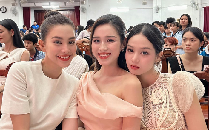 Khung ảnh gấp ba visual: Đỗ Hà có bị lu mờ khi đọ sắc với Hoa hậu 'tỷ lệ vàng' Ảnh 2