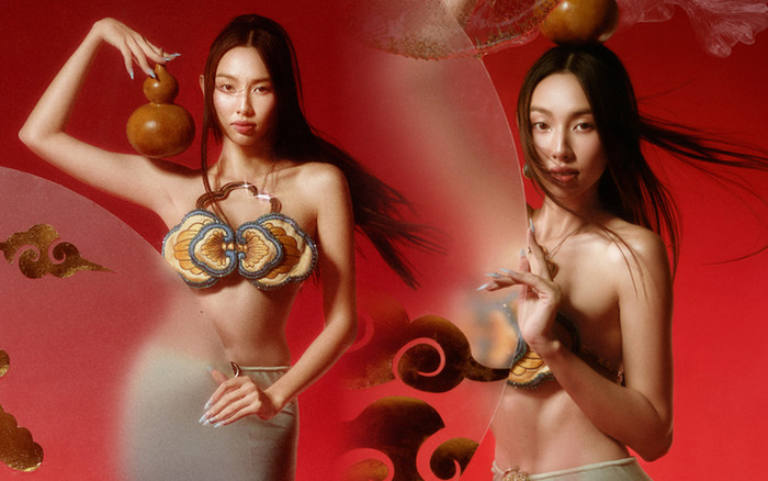 Hoa hậu Thùy Tiên hờ hững vai trần trong bộ ảnh đón Trung thu Ảnh 2