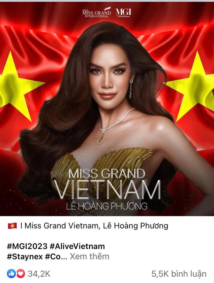 Lê Hoàng Phương bứt phá với lượt bình chọn khủng. (Ảnh: Miss Grand International)