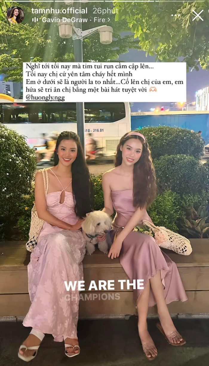 Á hậu Tâm Như sẽ gửi tặng đàn chị một bài hát. (Ảnh chụp màn hình)