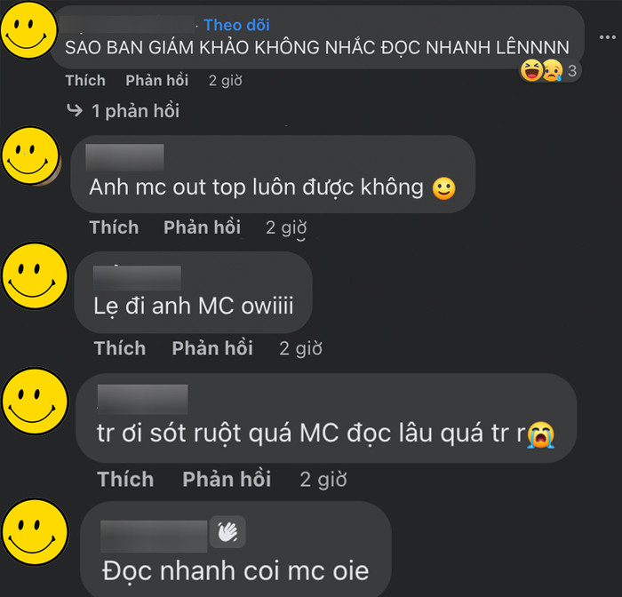 Netizen thẳng thừng chê cách dắt dắt của nam MC. (Ảnh chụp màn hình)