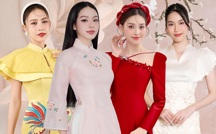 Các nàng hậu trong trang phục áo dài Tết: Tiểu Vy hóa tiểu thư đài các, Thanh Thủy 'phát sáng' khung hình Ảnh 2