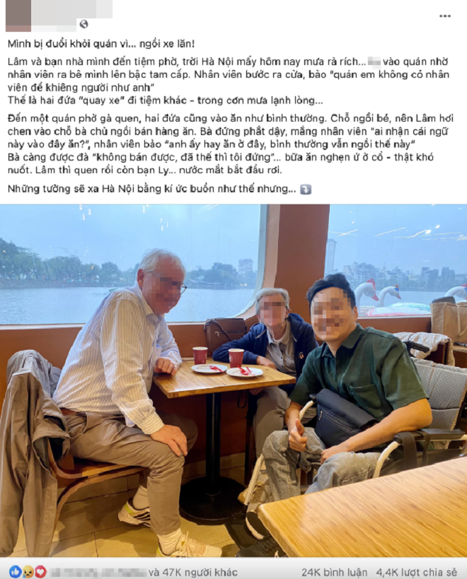 Bài đăng trên trang cá nhân của V.M.L