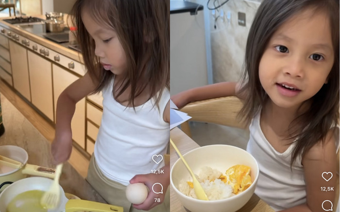 Con gái Hồ Ngọc Hà học nấu ăn, bộc lộ khả năng nữ công gia chánh từ tấm bé Ảnh 2