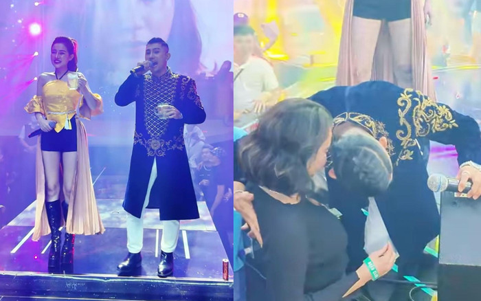 Lương Bằng Quang thân mật với khán giả nữ tại sân khấu, Ngân 98 đứng cạnh thái độ gây chú ý Ảnh 2