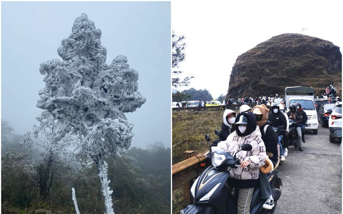 Hàng nghìn du khách rủ nhau đi ngắm băng tuyết, đường lên Mẫu Sơn ùn tắc kéo dài Ảnh 2