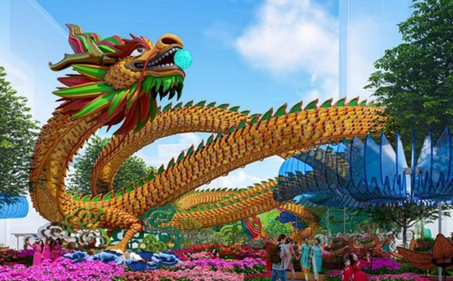 Linh vật rồng tại đường hoa Nguyễn Huệ 'gây bão' vì kích thước khủng Ảnh 2