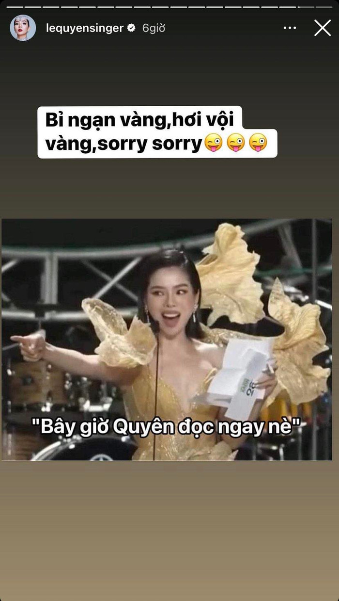 Lệ Quyên không giấu khỏi sự bối rối khi vô tình làm hỏng kịch bản