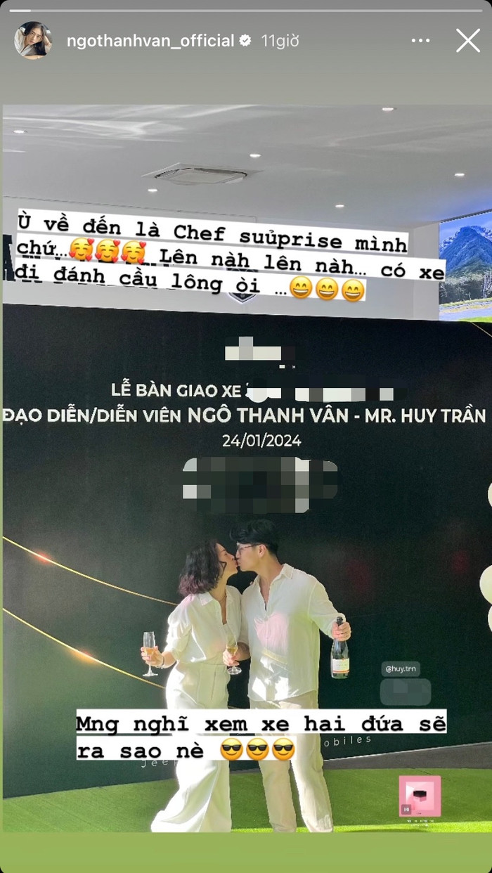 Ngô Thanh Vân lộ rõ sự hào hứng về món quà của chồng