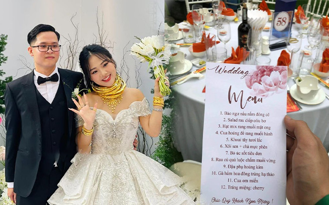 Cô dâu Quảng Ninh vàng đeo trĩu cổ, đãi khách mâm cỗ 28 triệu, số tiền chi cho rạp cưới càng choáng Ảnh 2