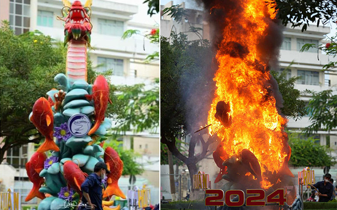 Linh vật rồng tại Nha Trang bất ngờ cháy rụi trước thềm Tết Nguyên đán Ảnh 2