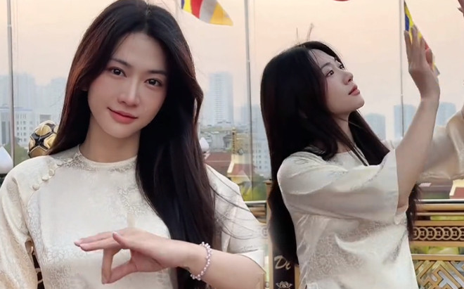 Khoe khoảnh khắc diện áo dài, Lê Bống bất ngờ nhận về lời khen đẹp như AI Ảnh 2