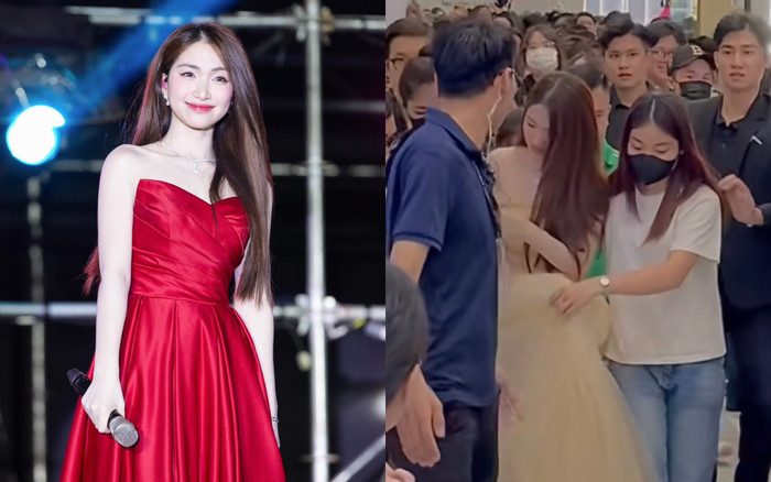 Mặc đội ngũ an ninh vây kín bảo vệ, Hòa Minzy vẫn bất chấp 'vượt rào' vì fan Ảnh 2