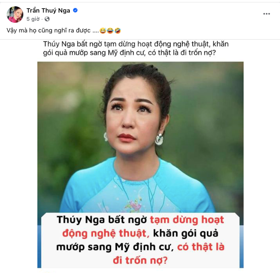 Phản ứng của Thúy Nga trước tin đồn bịa đặt về mình trên mạng xã hội.