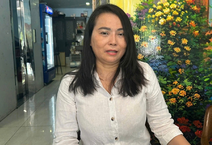 Cô H. trong buổi gặp gỡ báo chí sáng 30-9 - Ảnh: MỸ DUNG