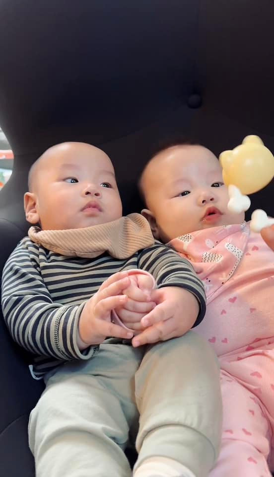 Hai nhóc tỳ nhà Phương Oanh gây thích thú vì vẻ bề ngoài tinh nghịch, đáng yêu. Ảnh: FBNV