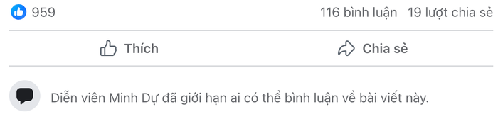 Tuy nhiên ở một số bài viết, Minh Dự đã giới hạn người có thể bình luận. Ảnh: Chụp màn hình
