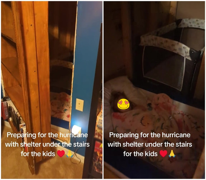 Một bà mẹ ở Florida đã đem hai con mình trú ẩn dưới hầm cầu thang.