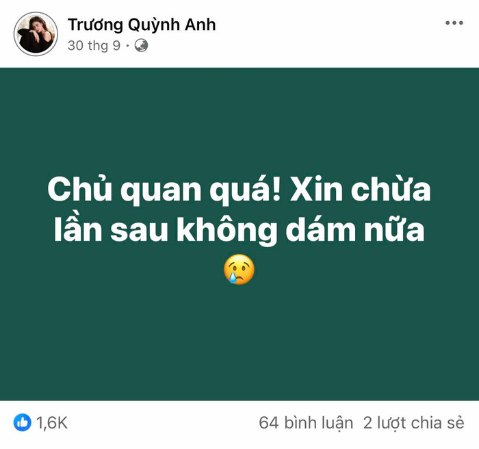 Vài ngày trước, nữ ca sĩ có bài đăng và nhận được sự quan tâm của nhiều đồng nghiệp, khán giả.