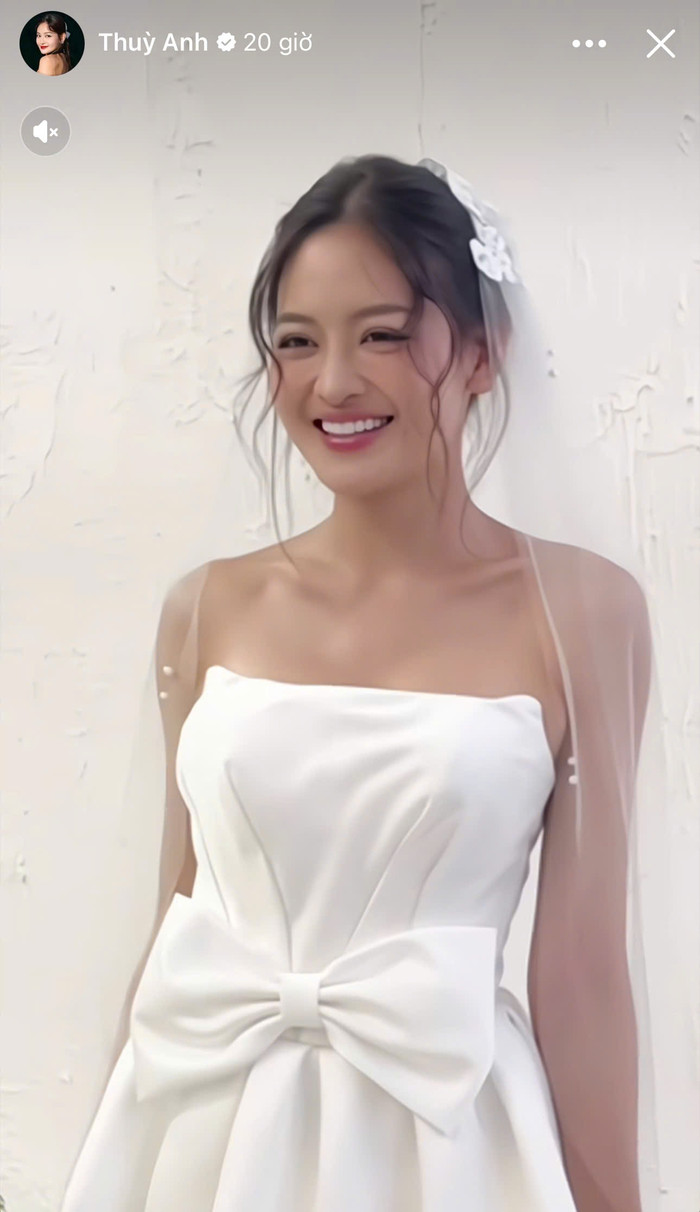 Nữ diễn viên tỏa sáng với váy cưới trắng