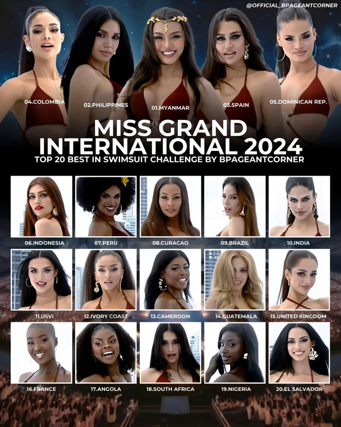 Hoa hậu Quế Anh không có mặt trong top 20 thí sinh có phần thể hiện xuất sắc nhất tại vòng thi bikini.