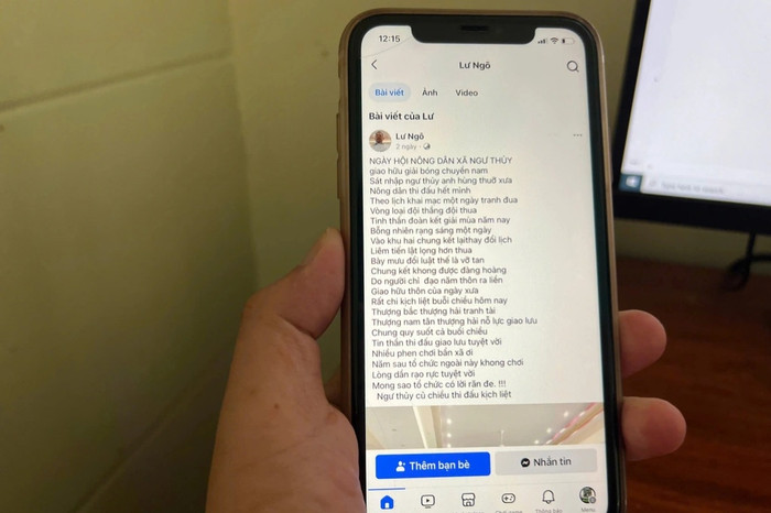Bài thơ mà bố anh Luýt đăng tải trên Facebook